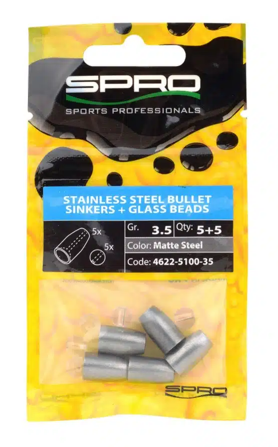 Spro Stainless Steel Bullet Sinkers + Glass Beads