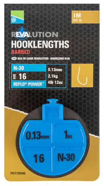 Preston Revalution Hooklengths 1,00m Barbed 10pcs - Afbeelding 2
